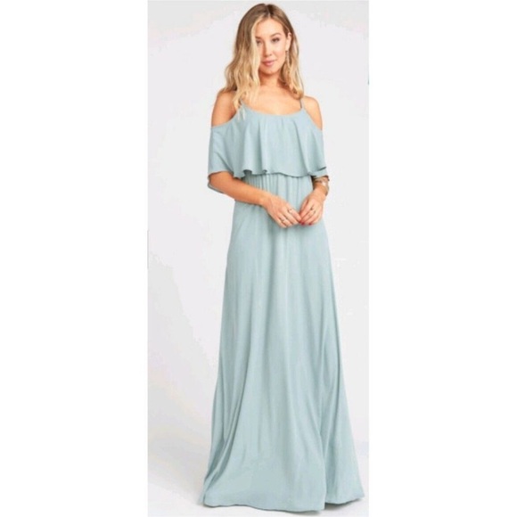 Show me your Mumu Elegant Off-Shoulder Caitlin Ruffle Maxi Dress - Picture 1 of 3